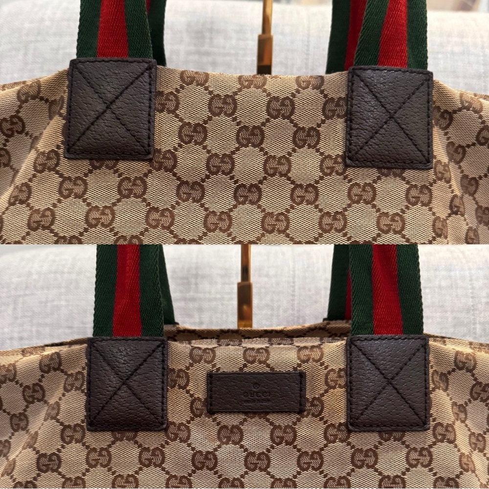 ✨Gucci GG Canvas Leather Tote Bag – Beige/Brown ✨ - Picture 10 of 17